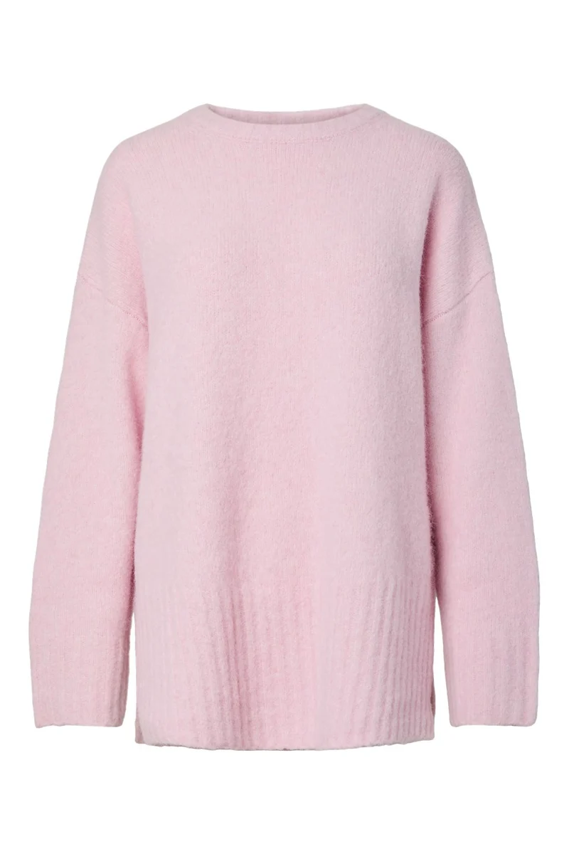 Pieces - Pctina Ls O-Neck Knit - 5087566 Roseate Spoonbill Melange