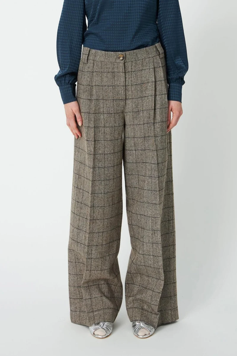 Stella Nova - Oversized Low-Waist Suiting Pants Fc63-6570 - 917 Warm Grey MéLange