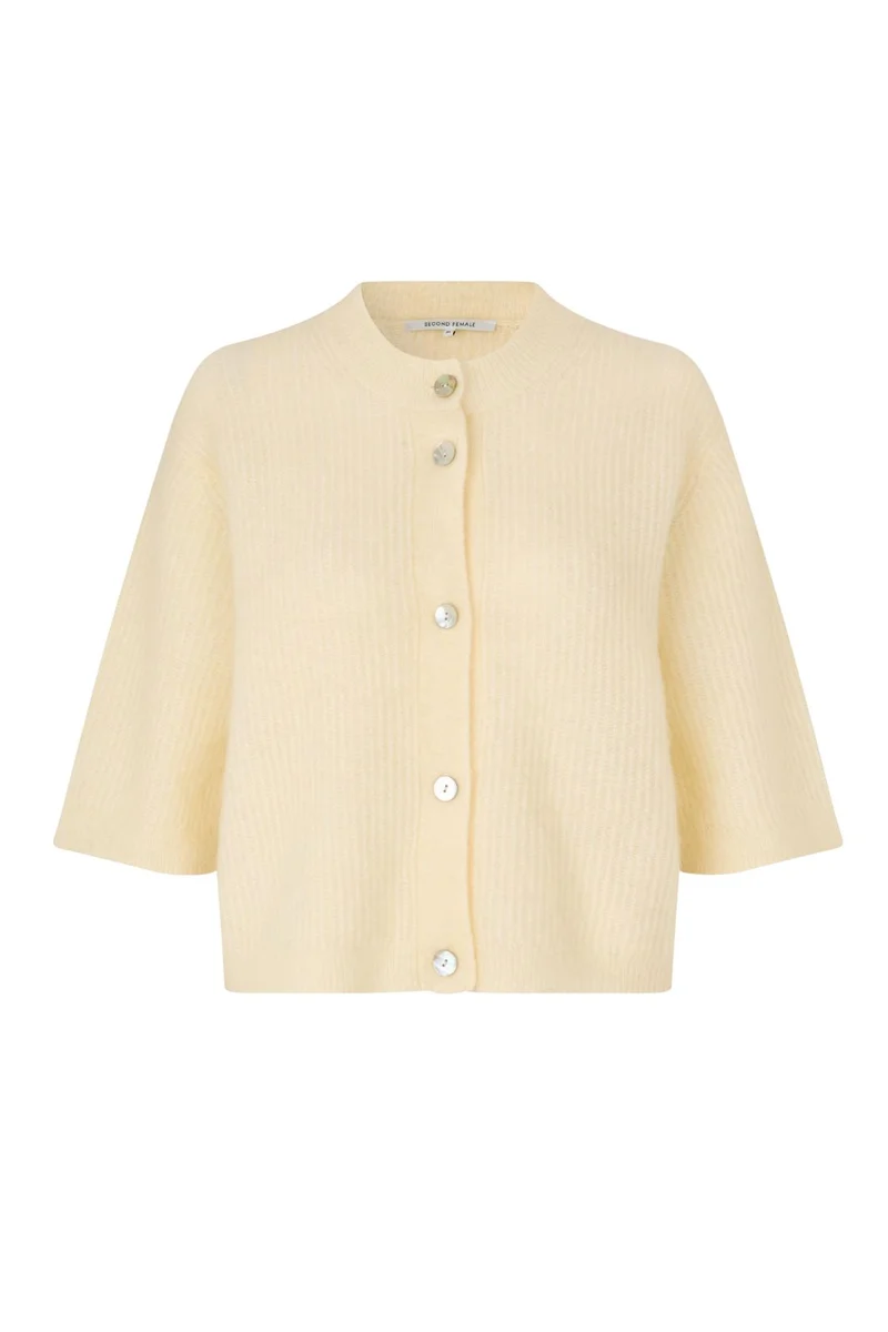 Second Female - Andrea Knit Rib Cardigan 58367 - 2063 Alabaster Gleam