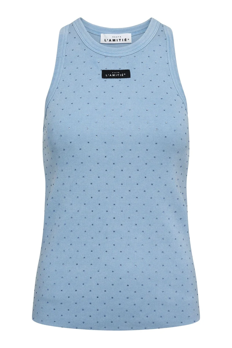 Haute L'Amitié - Rib Badge Acid Stone Tank HL10708 - Pale Blue Acid Wash