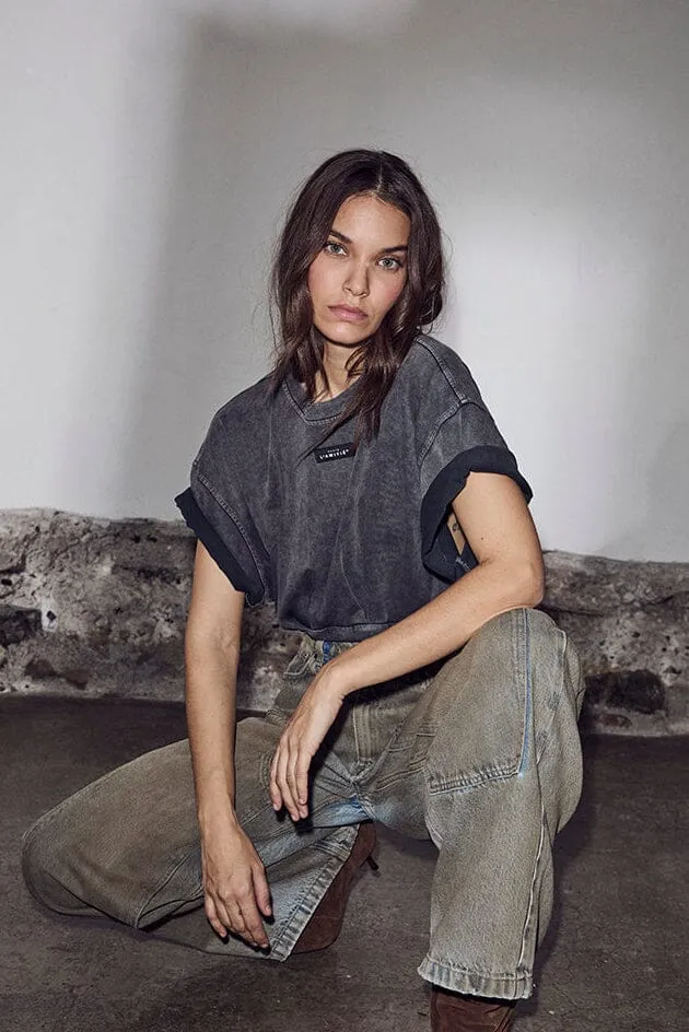 Haute L'Amitié - Romie Acid Pleat Tee HL10693 - Black Acid Wash