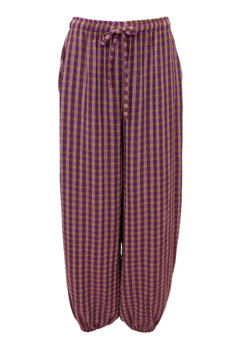 Black Colour - Bcmalle Balloon Pant 41317 - Violet Check