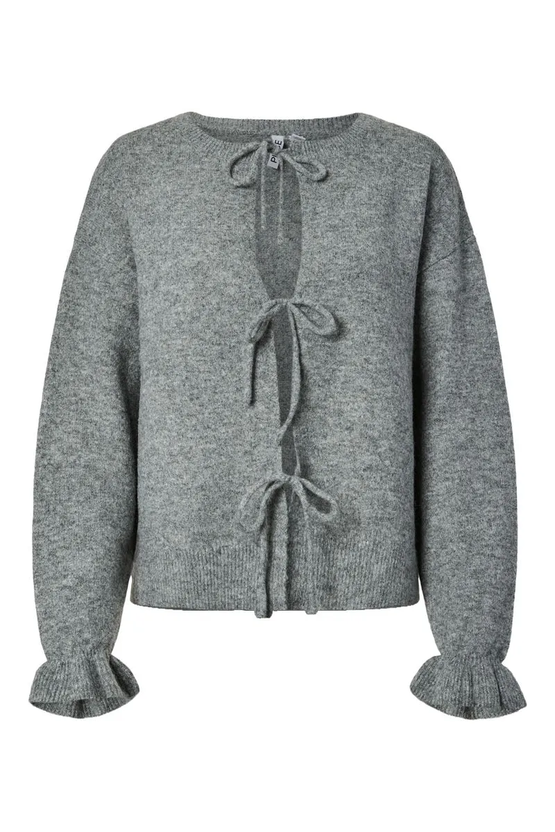 Pieces - Pcsally Rev Frill Cardigan Knit - 5050696 Medium Grey Melange