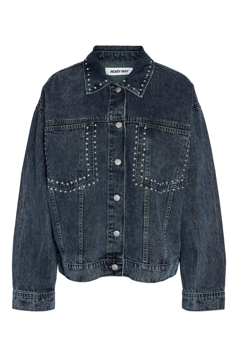 Noisy May - Nmoreon Kettie L/S Stud Jacket Az480Mb - 5126599 Medium Blue Denim Az480Mb