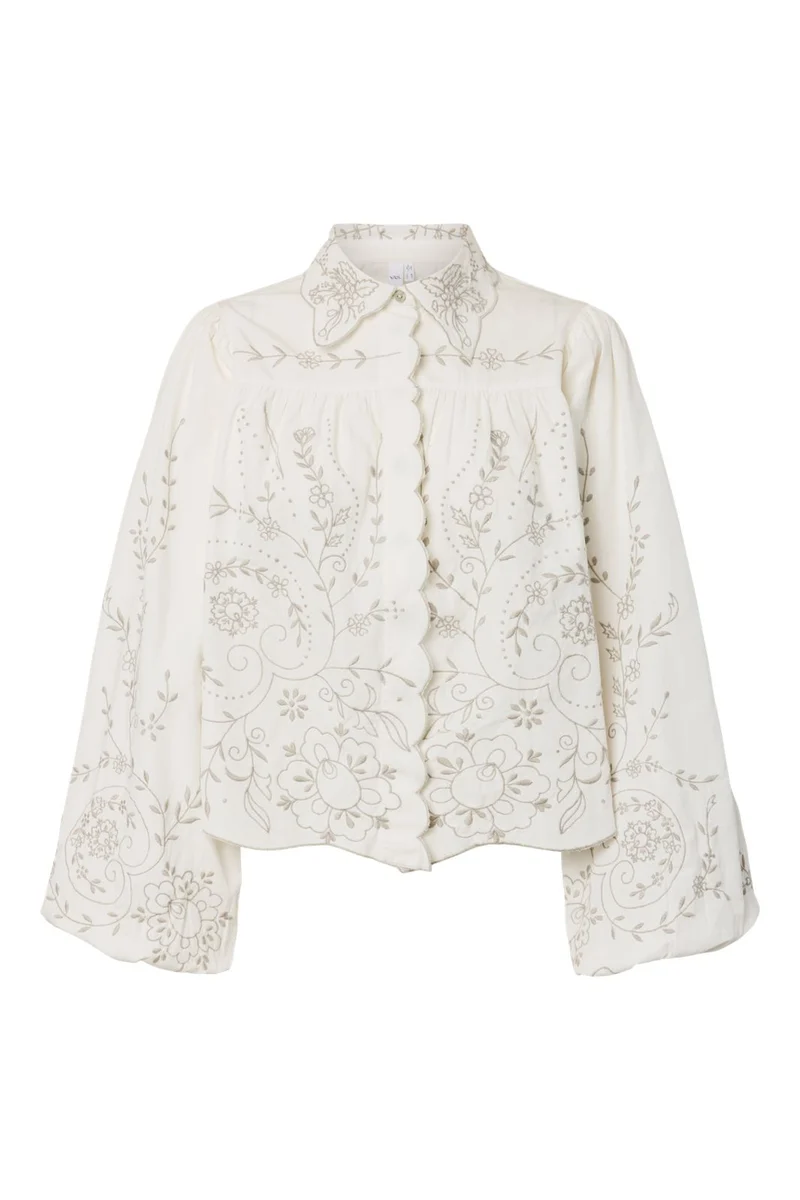 Yas - Yasgreya Ls Embroidered Shirt Story - 5202102 Star White W Emb