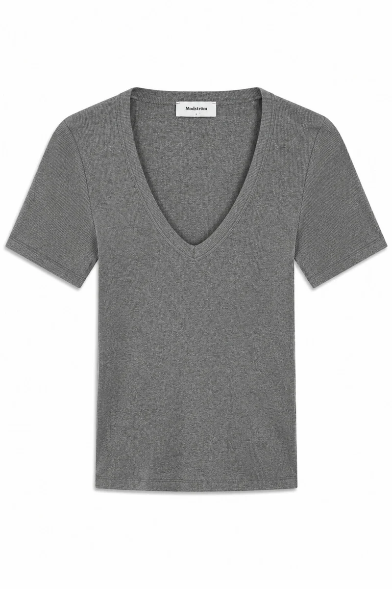 ModströM - Igormd V-Neck T-Shirt 59953 - 7088 - Dark Grey Melange