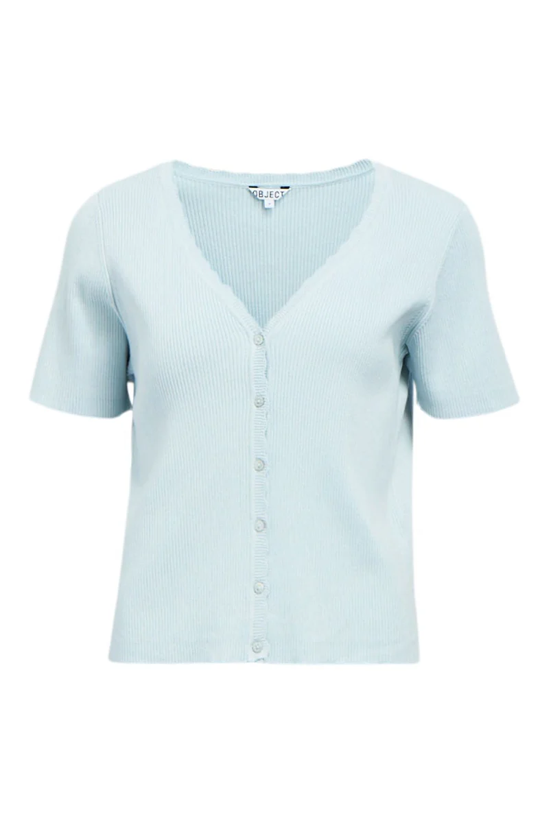 Object - Objkelly S/S Re V-Neck Cardigan - 4911763 Winter Sky