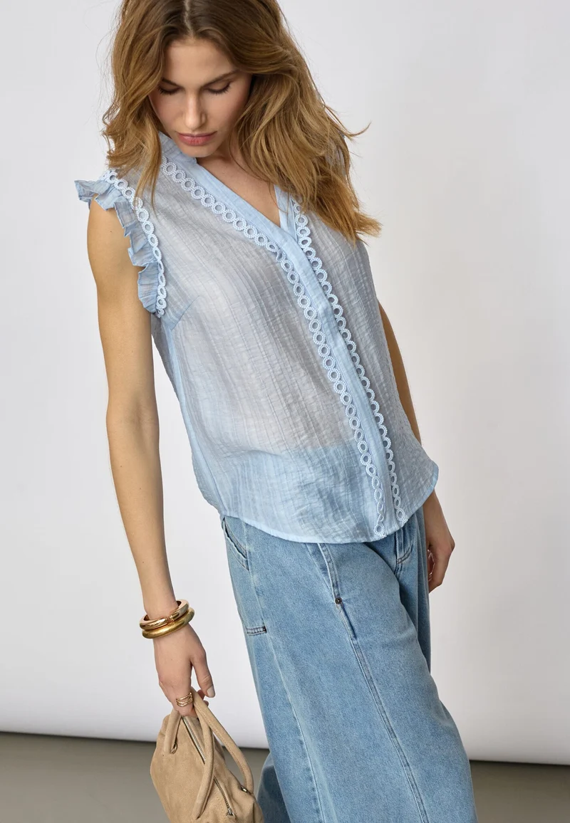 Co´Couture - Reggiecc Frill Top 45120 - 23 - Pale Blue