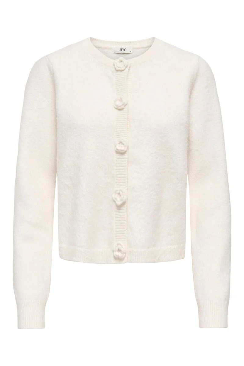JDY - Jdyhaylee L/S Flower Cardigan Knt - 5025997 Antique White Melange