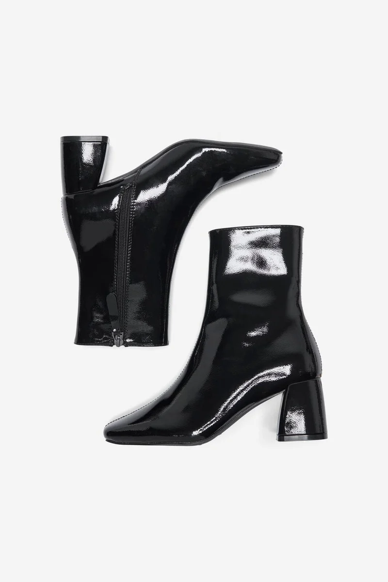 Only Shoes - Onlbrielle-1 Pu Heeled Boot - 4842706 Black Wrinkled Patent