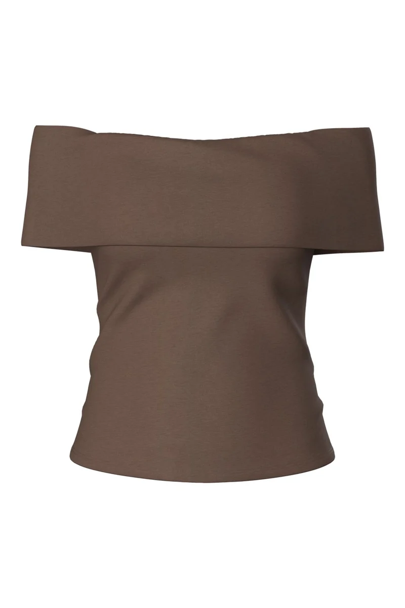 Pieces - Pcgeorgina Ss Off Shoulder Top - 5185868 Hot Fudge