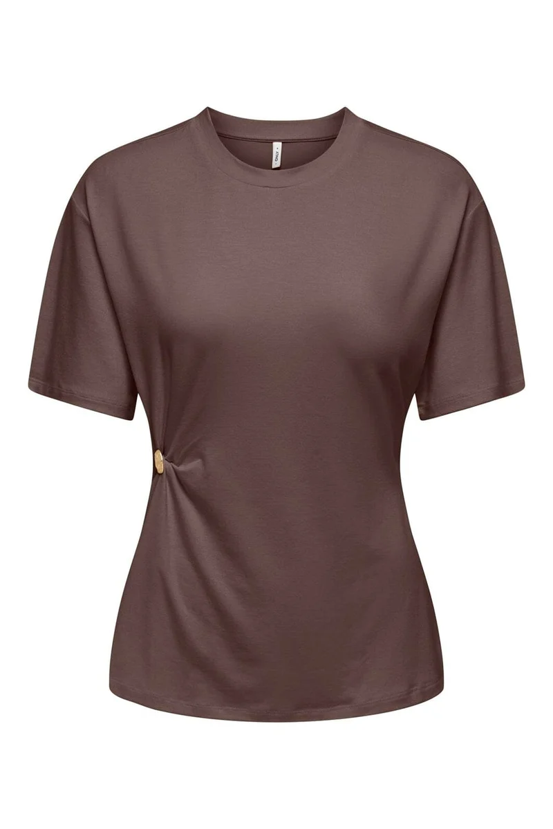 Only - Onlceline S/S Button Top Ff - 5081360 Chocolate Martini Light Gold Button