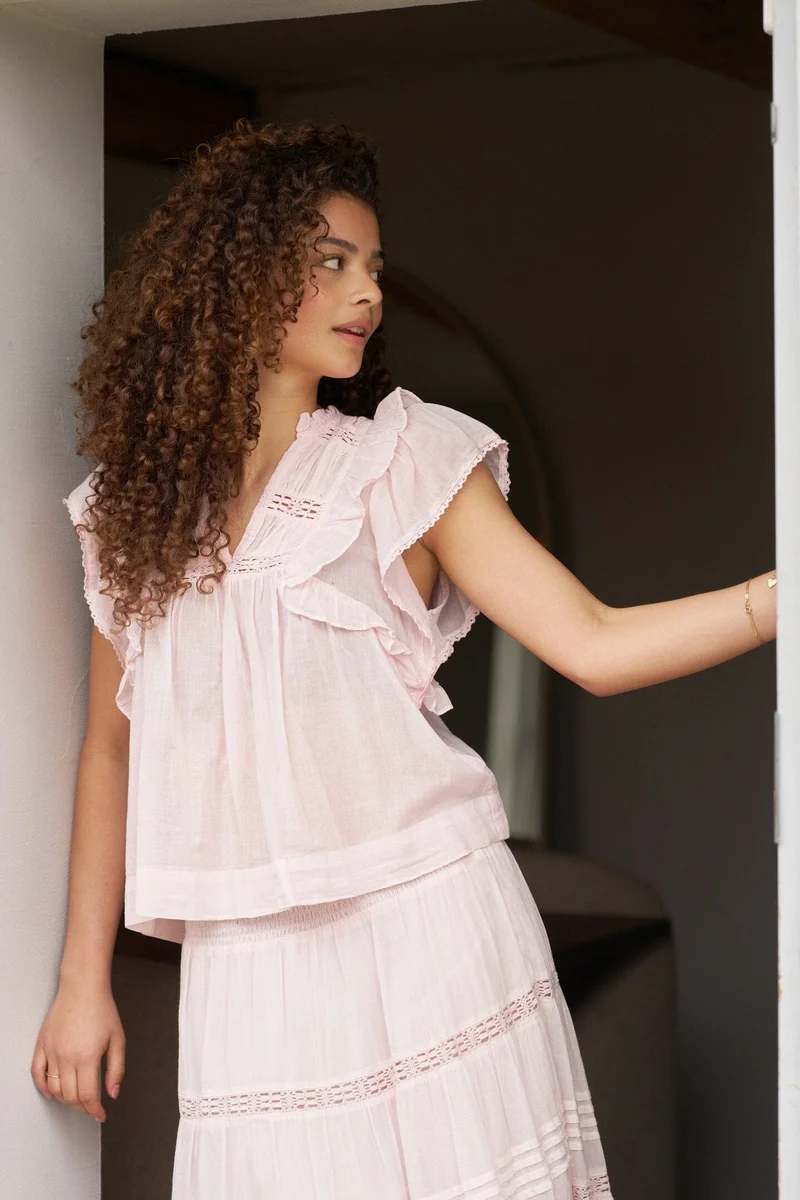 Neo Noir - Jayla S Voile Top - Light Pink