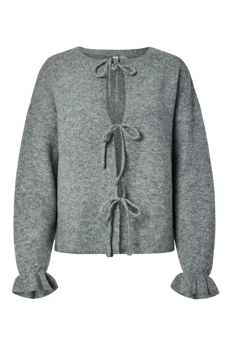 Pieces - Pcsally Rev Frill Cardigan Knit - 5050696 Medium Grey Melange