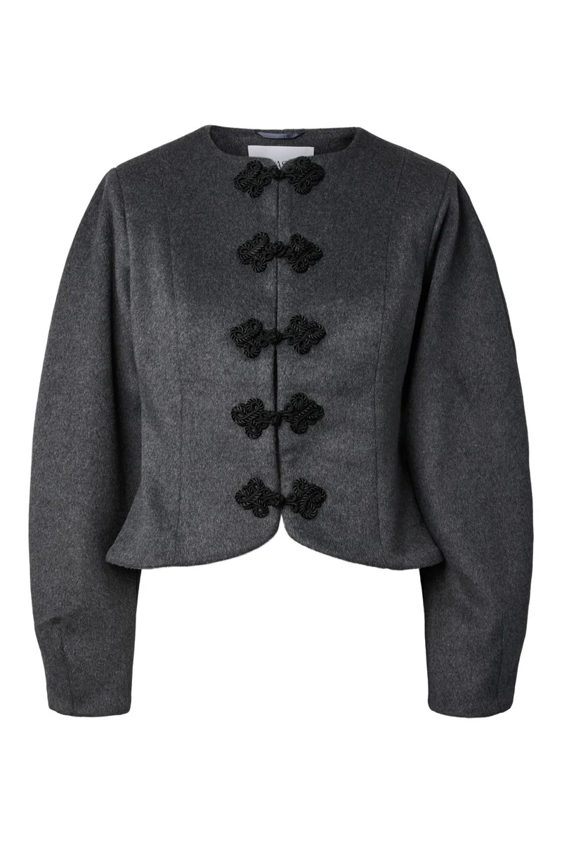 Yas - Yasnapo Ls Wool Jacket Story - 5184802 Dark Grey Melange