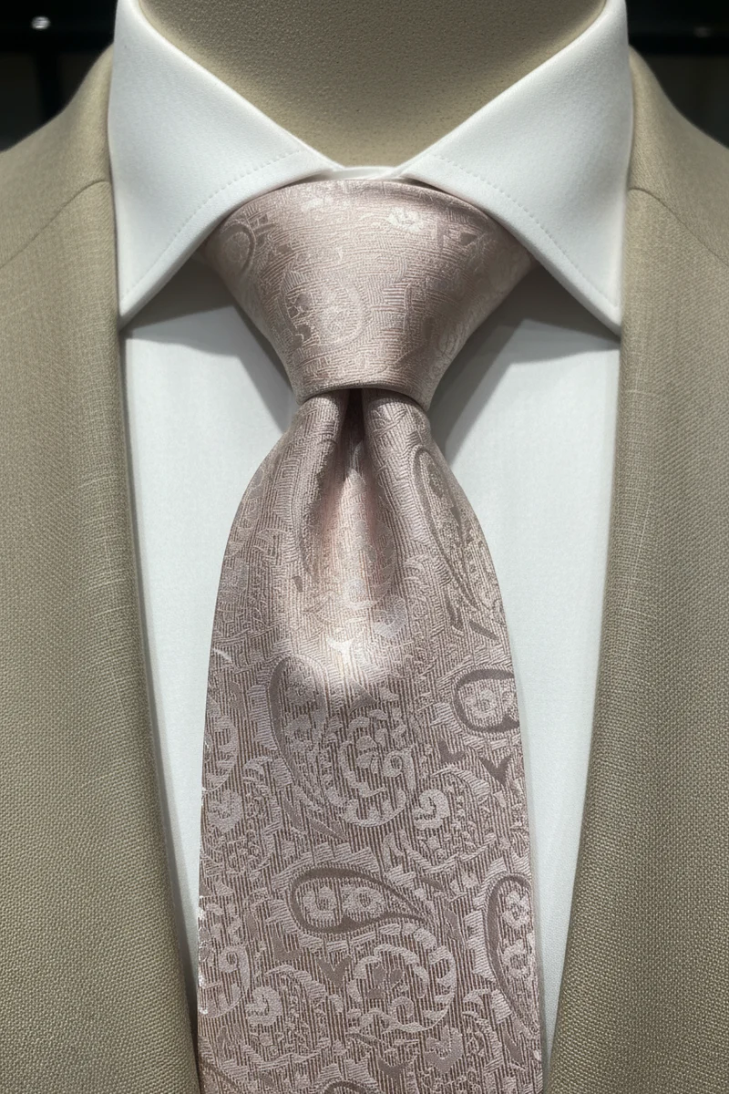 STHLM KRAVATT Silk Tie Paisley - Light Pink