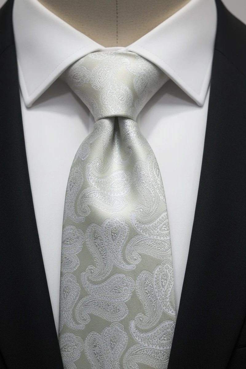 STHLM KRAVATT Silk Tie Paisley - Light Green