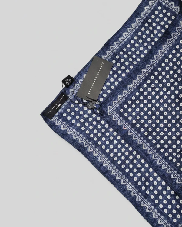 STHLM KRAVATT Handkerchief Silk Spots - Dark Blue