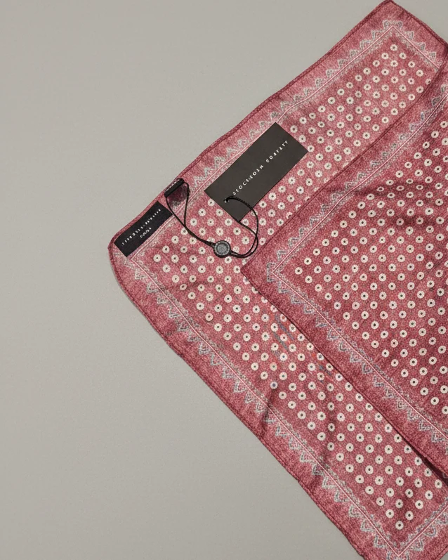 STHLM KRAVATT Handkerchief Silk Spots - Dark Pink