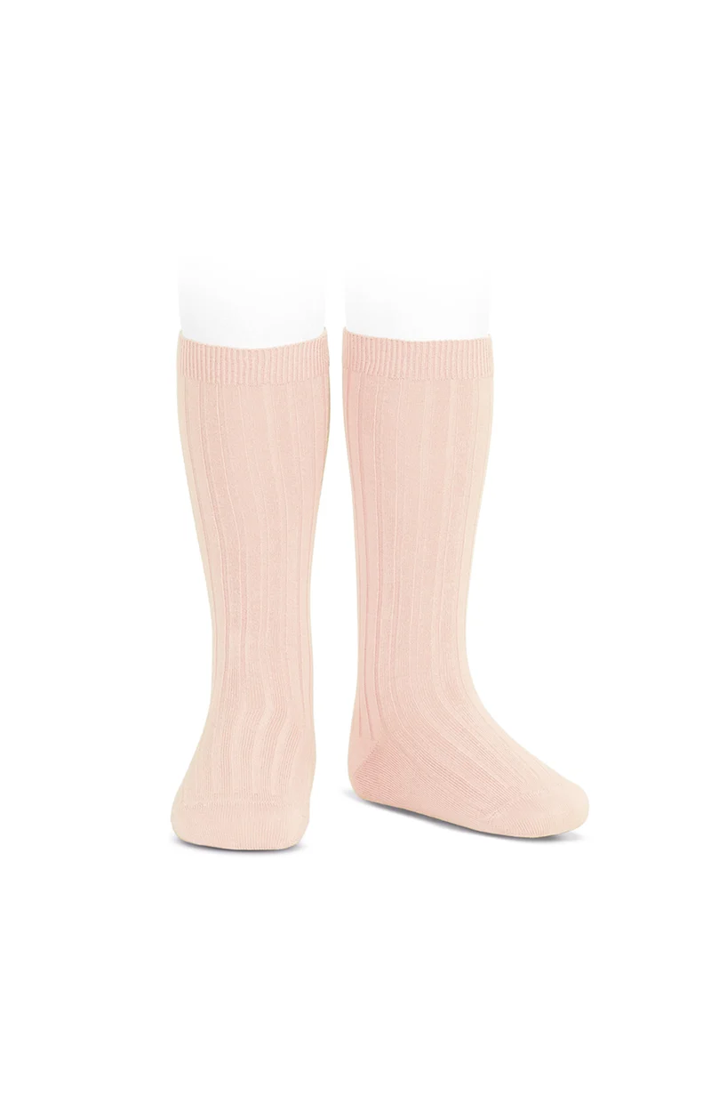 Ribbed Knee Socks - Nude