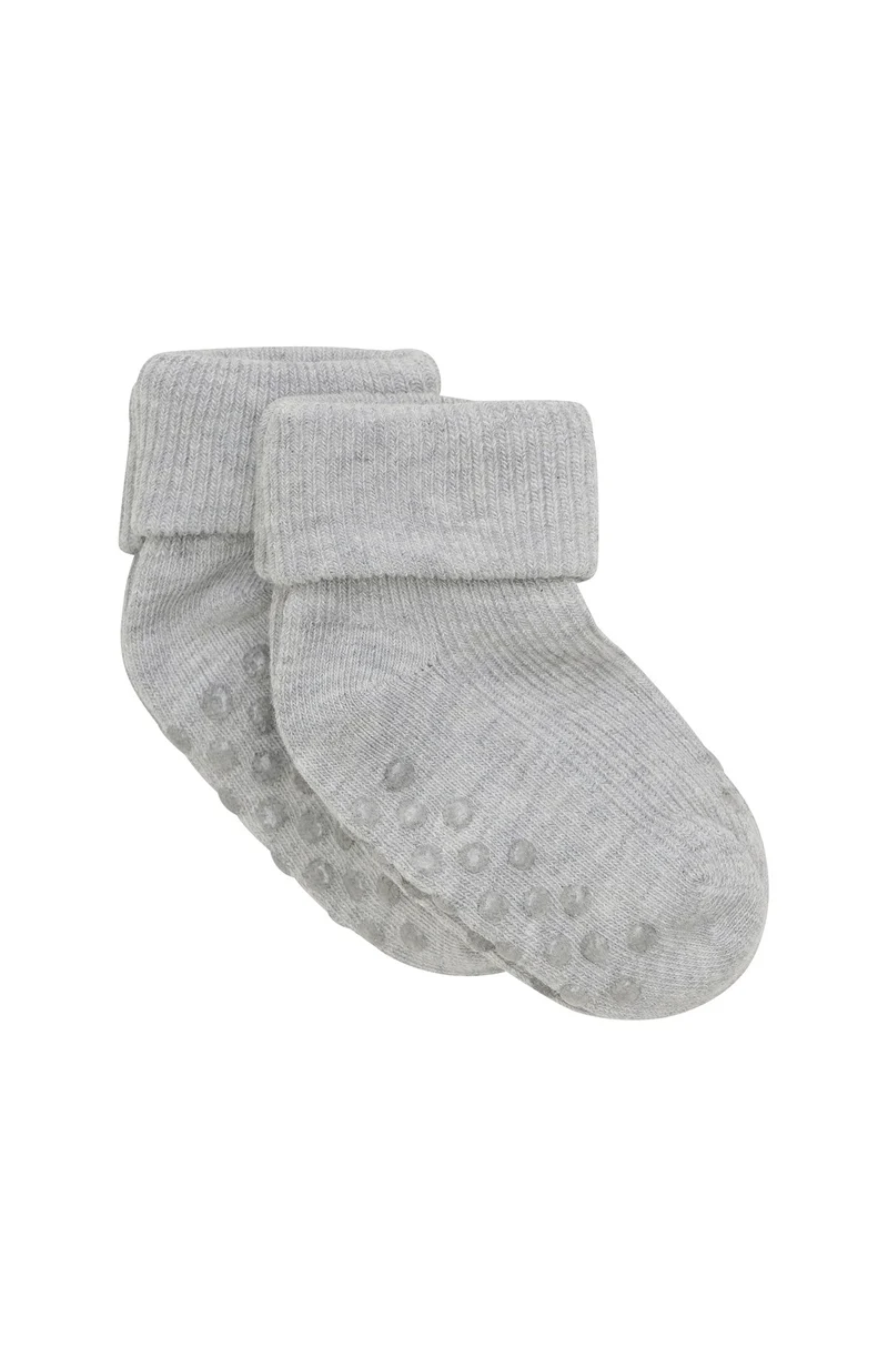 Baby Rib Sock 2-pack - Light Grey Melange