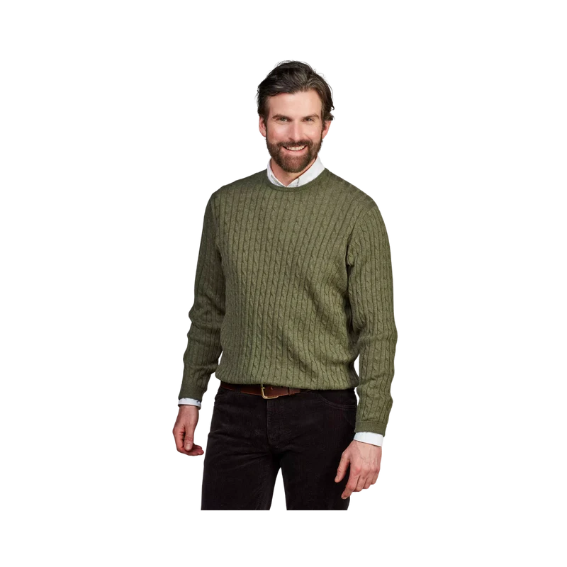 Crew Neck Cable Knit - Green