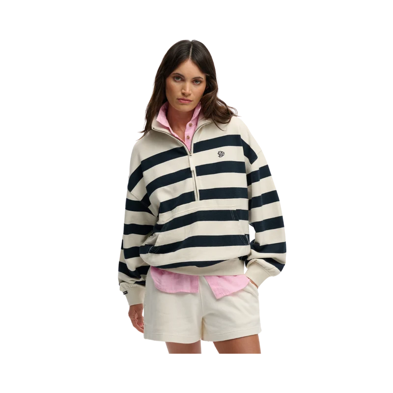 Studios Stripe Half Zip - Off White/Eclipse Navy