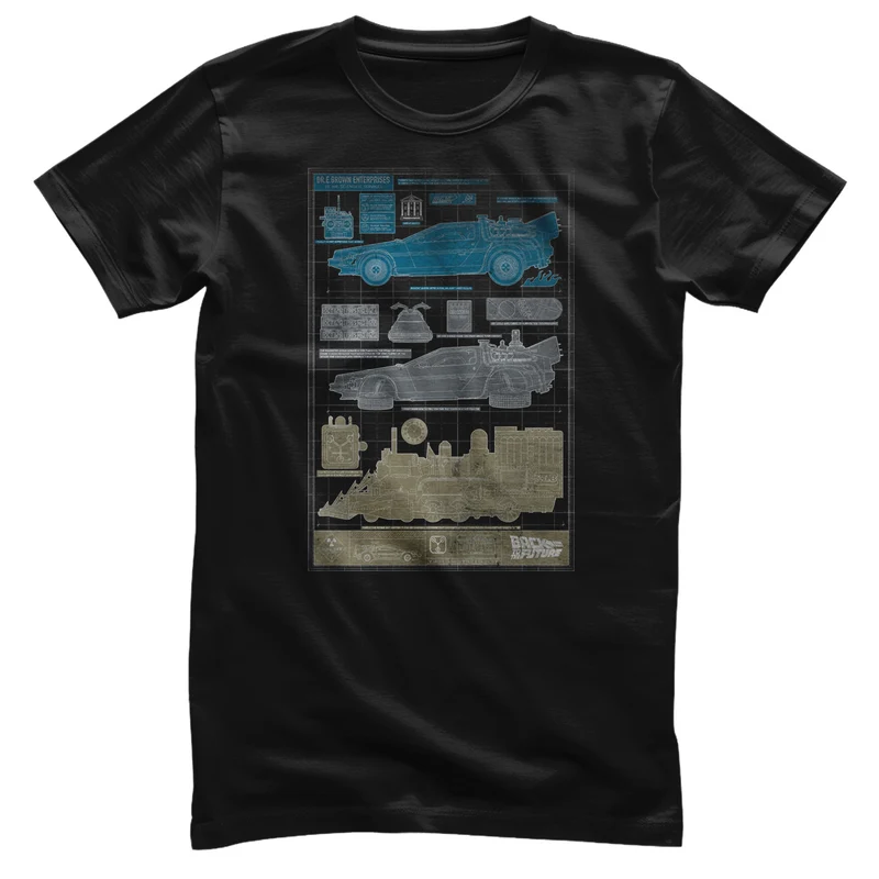 Back To The Future - Time Machine Blueprints T-Shirt
