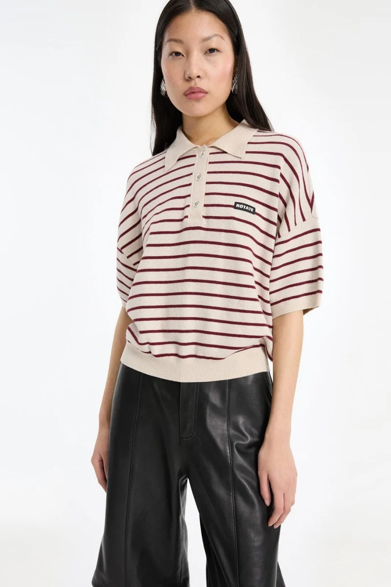 Rotate - Slinky Knit Polo 1143041764 - 1764 Oatmeal Comb.