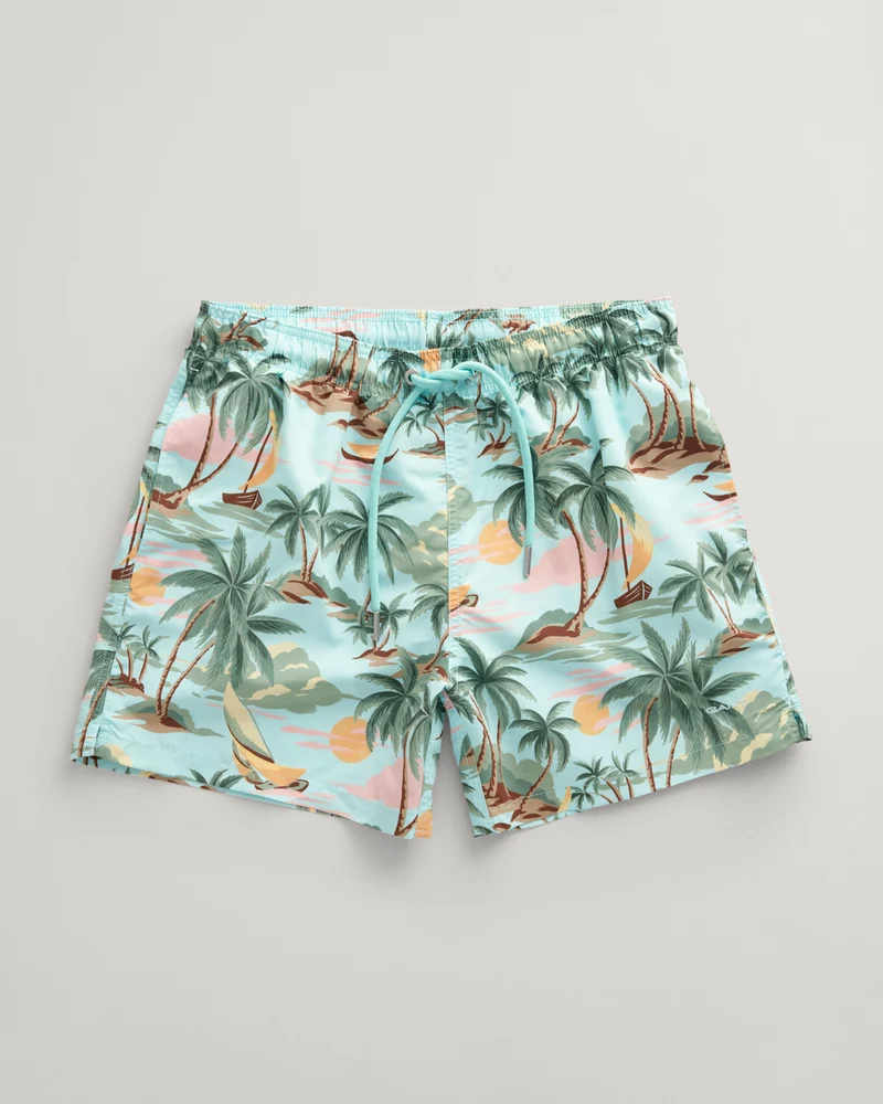 GANT Hawaiian Print Swim Shorts - Turqouise