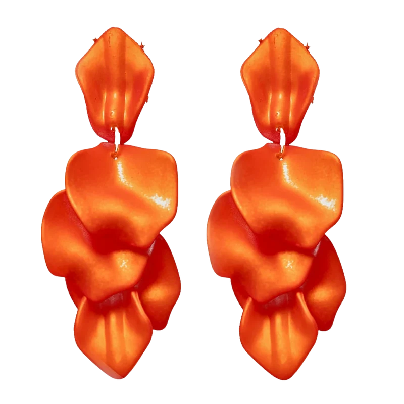 Leaf Earrings Pearl - Orange