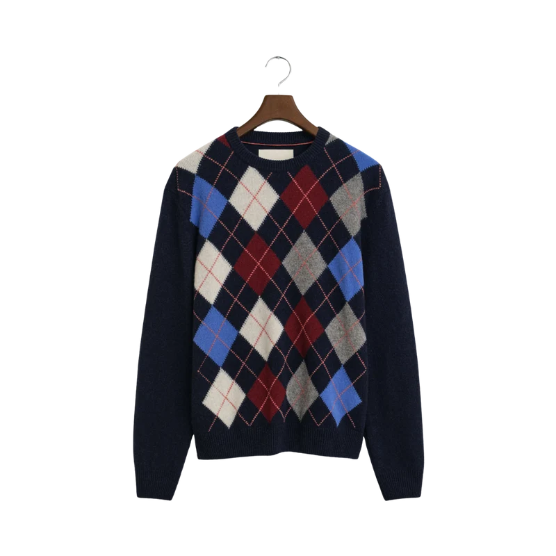 Argyle C-Neck - 480 Dark Navy Melange