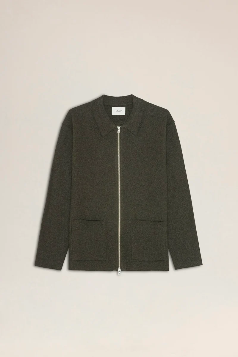 NN. 07 Jonas Zip Cardigan - Dark Army