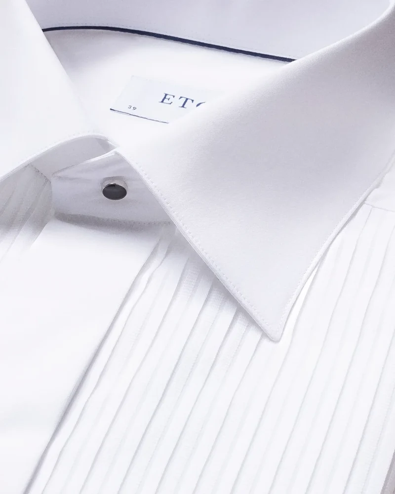 ETON Tuxedo Shirt Pleated Slim - White