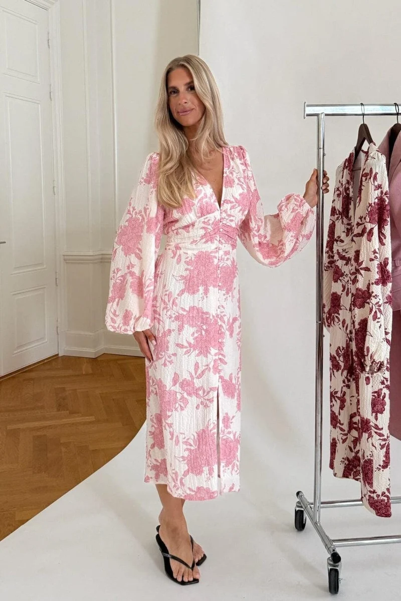 BYIC x Molly&My - Adaic Long Dress A23983 - Light Pink Toile Print