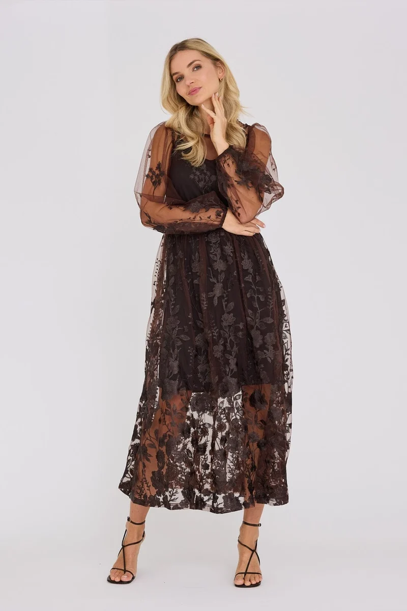A-View - Fuschia Dress AV4614 - 194 - Dark Brown