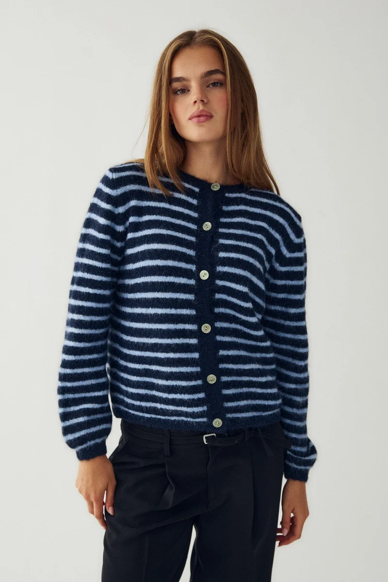 Noella - N-Mertice Knit Cardigan 16570002 - 117 - Blue Stripe