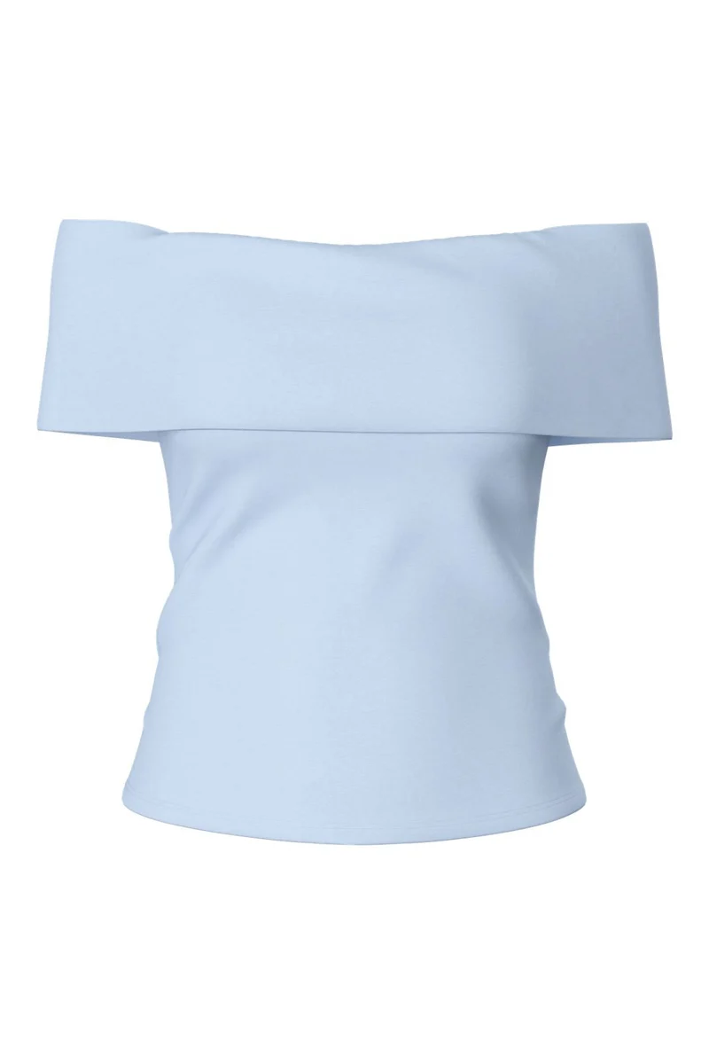 Pieces - Pcgeorgina Ss Off Shoulder Top - 5185870 Cashmere Blue