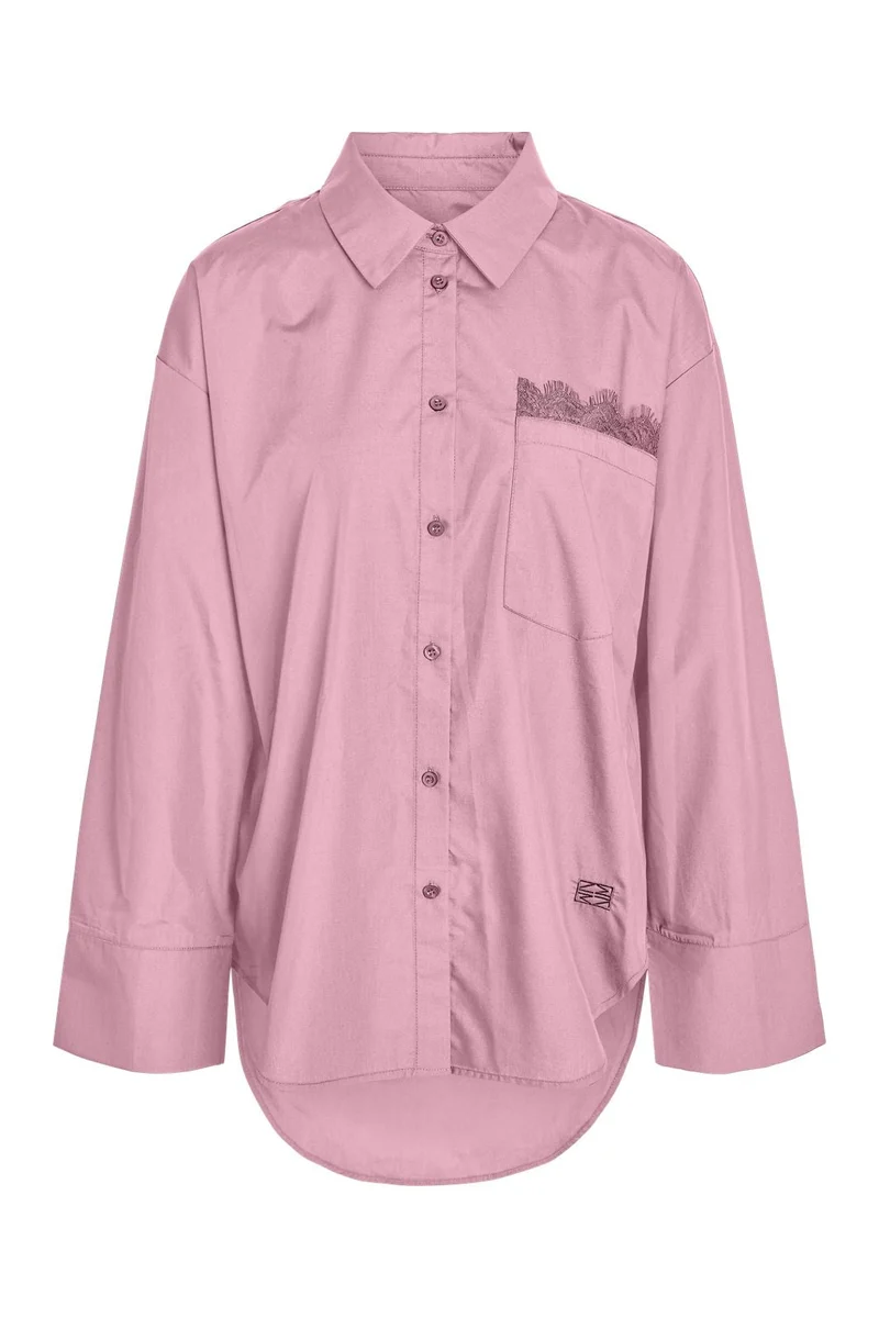 Noisy May - Nmfrida L/S Button Lace Shirt Tnt/17 - 5205180 Romance Rose