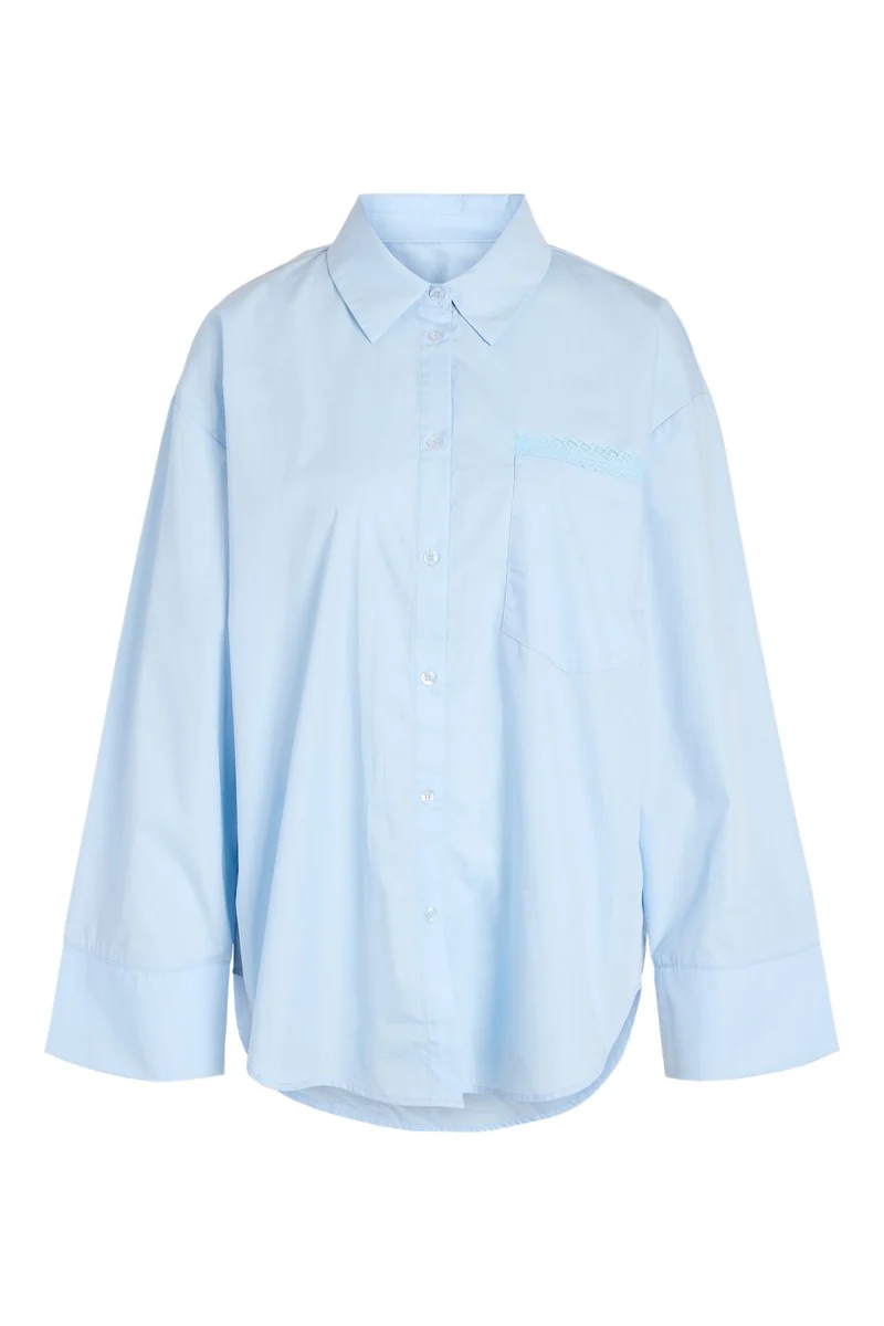 Noisy May - Nmfrida L/S Button Lace Shirt Tnt/17 - 5200828 Cerulean