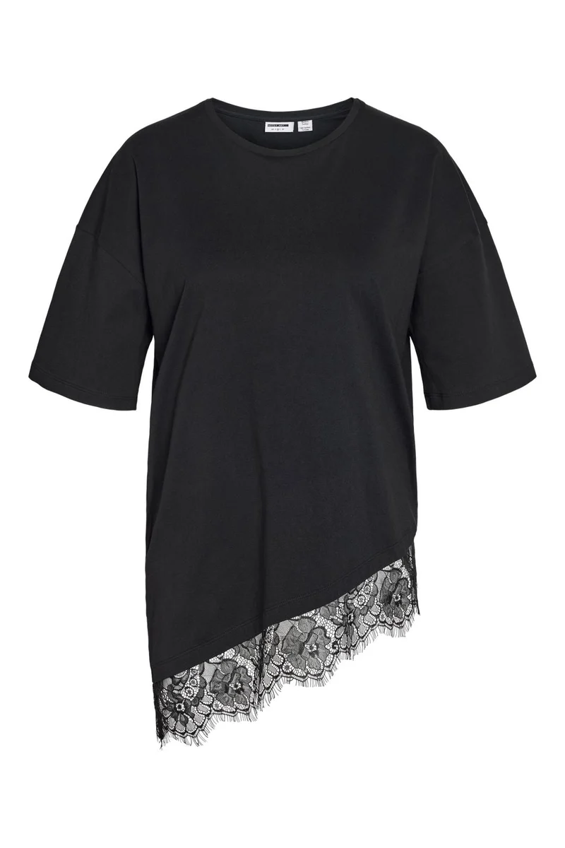 Noisy May - Nmeasy Lace Detail S/S T-Shirt /Tnt - 5168706 Black