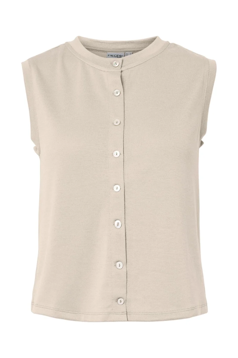 Pieces - Pcpimi Ss Vest Pwp - 5016658 Silver Lining
