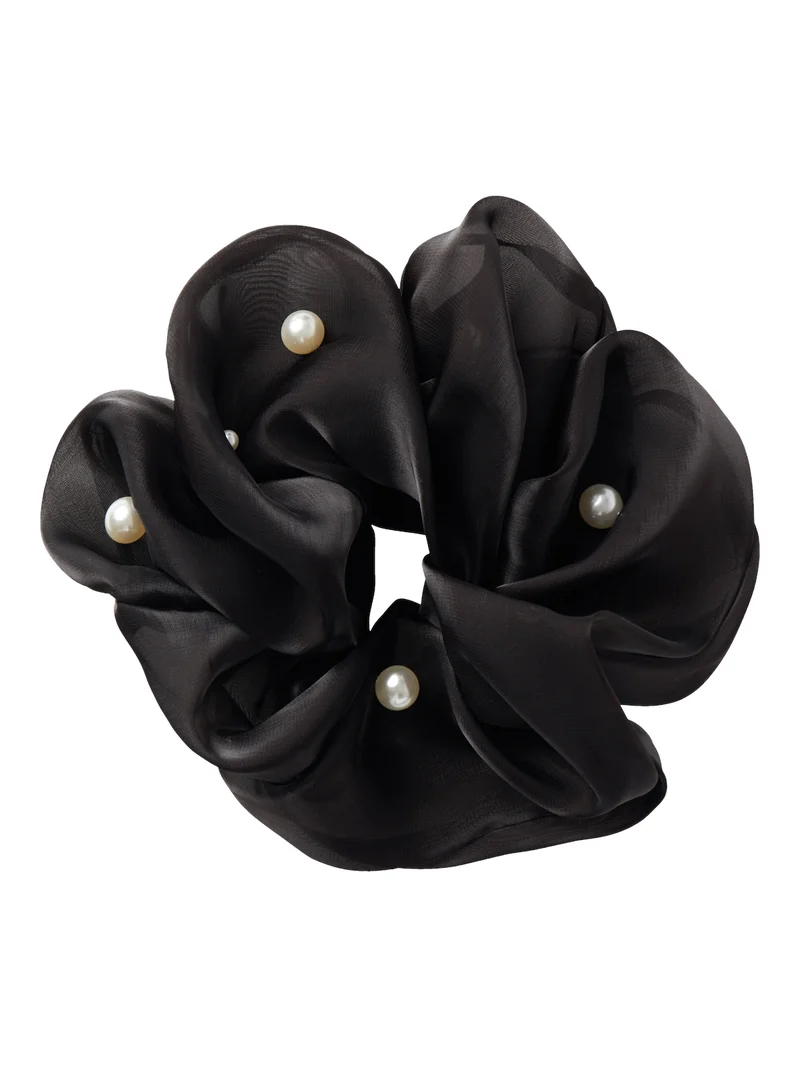 Stor Scrunchie Hårsnodd m. pärlor