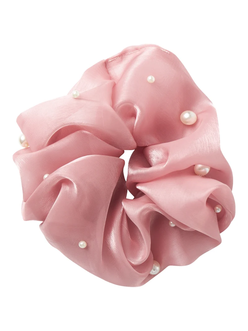Stor Scrunchie Hårsnodd m. pärlor