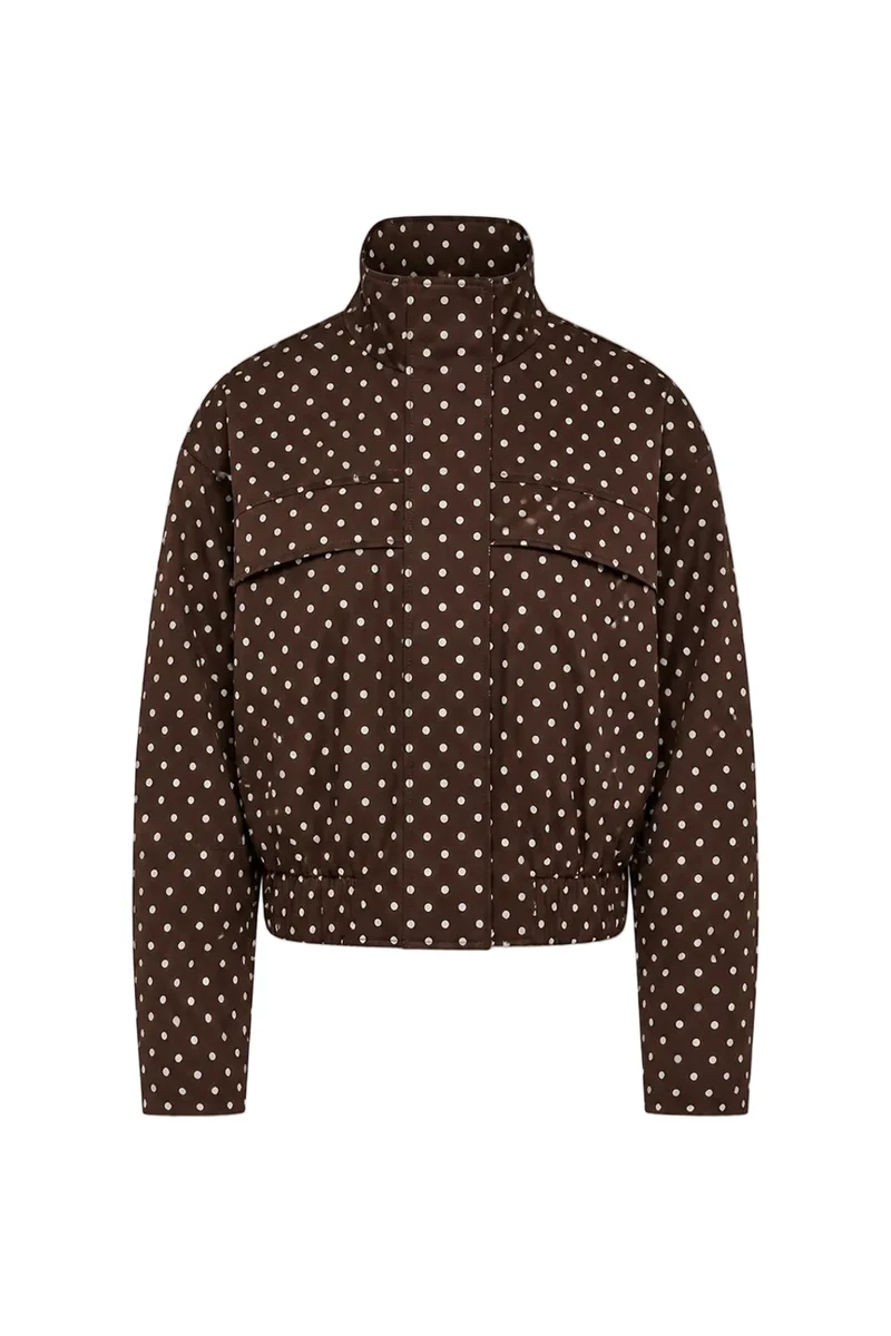 JDY - Jdynaomi L/S Jacket - 5235416 Chocolate Brown White Dots