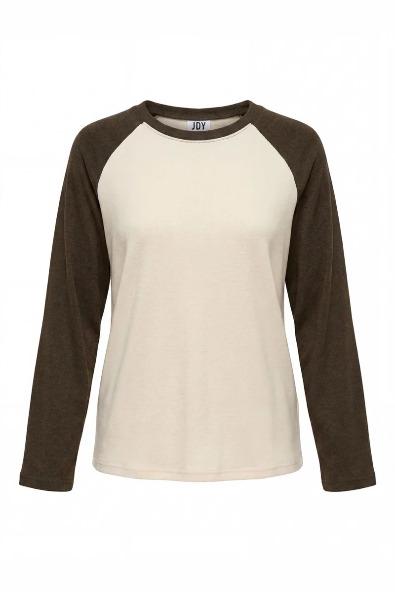 JDY - Jdyjeanett L/S Raglan Contrast Top - 5218443 Antique White Black Olive Contrast