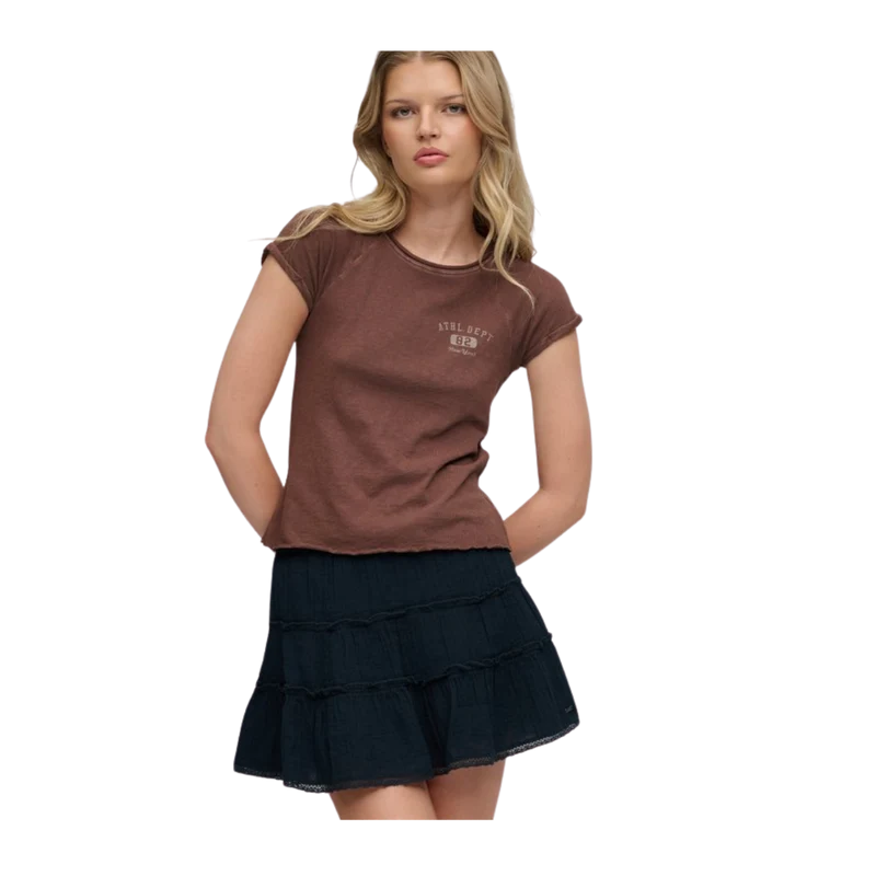 Cheesecloth Tiered Mini Skirt - Eclipse Navy