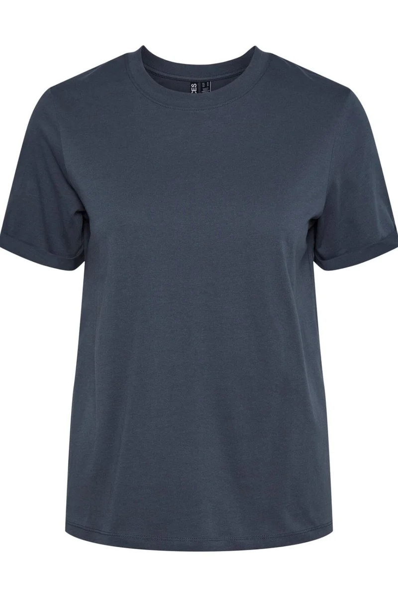 Pieces - Pcria Ss Fold Up Solid Tee - Ombre Blue