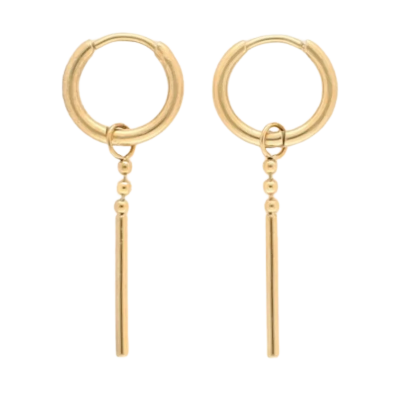 Oorringen Bolletjes & Staafje - 1200 Gold