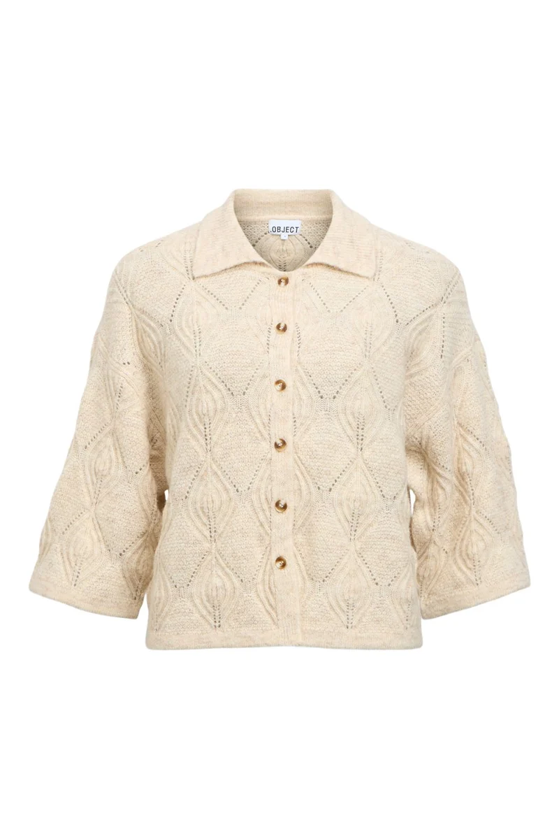 Object - Objkaisa Flora 3/4 Lo Knit Cardigan - 5049309 Birch Melange